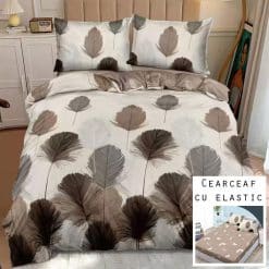 Lenjerie Bumbac Satinat cu ELASTIC, 4 Piese #BE220