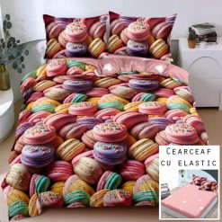 Lenjerie Bumbac Satinat cu ELASTIC, 4 Piese #BE222