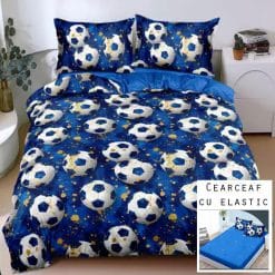 Lenjerie Bumbac Satinat cu ELASTIC, 4 Piese #BE211