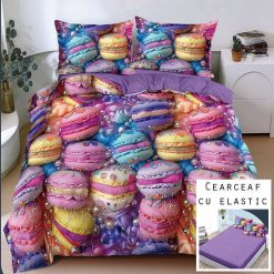 Lenjerie Bumbac Satinat cu ELASTIC, 4 Piese #BE229