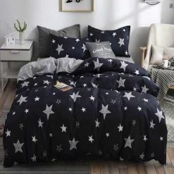 Lenjerie Bumbac Satinat cu 2 fete, Stelute, 4 piese #BS307