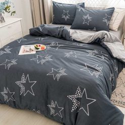 Lenjerie Bumbac Satinat cu 2 Fete, Stelute, 4 piese #BS336