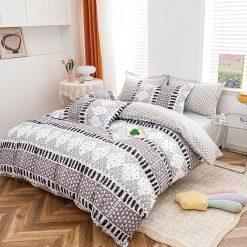 Lenjerie Bumbac Satinat cu 2 Fete, 4 piese #BS497