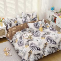 Lenjerie Bumbac Satinat cu 2 Fete, 4 Piese #BS641