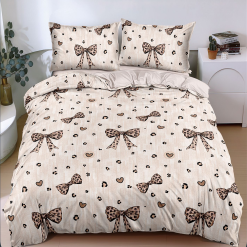 Lenjerie Bumbac Satinat cu 2 Fete, 4 Piese #BS699