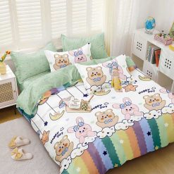 Lenjerie Bumbac Satinat cu 2 Fete, 4 Piese #BS635