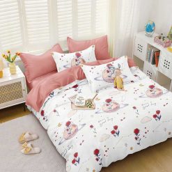 Lenjerie Bumbac Satinat cu 2 Fete, 4 Piese #BS636