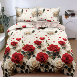 Lenjerie Bumbac Satinat cu 2 Fete, 4 Piese #BS693