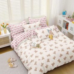 Lenjerie Bumbac Satinat cu 2 Fete, 4 Piese #BS638