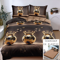 Lenjerie Bumbac Satinat cu ELASTIC, 4 Piese #BE198
