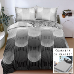 Lenjerie Bumbac Satinat cu ELASTIC, 4 Piese #BE202