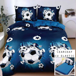 Lenjerie Bumbac Satinat cu ELASTIC, 4 Piese #BE190