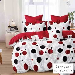 Lenjerie Bumbac Satinat cu ELASTIC, 4 Piese #BE207