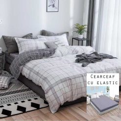 Lenjerie Bumbac Satinat cu ELASTIC, 4 piese #BE145