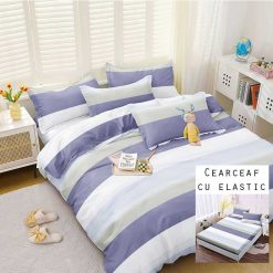 Lenjerie Bumbac Satinat cu ELASTIC, 4 piese #BE146