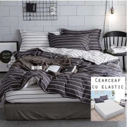 Lenjerie Bumbac Satinat cu ELASTIC, 4 piese #BE151