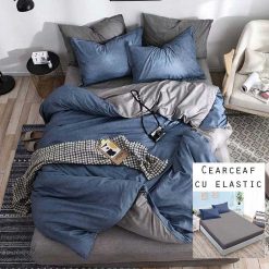 Lenjerie Bumbac Satinat cu ELASTIC, 4 piese #BE152