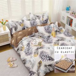 Lenjerie Bumbac Satinat cu ELASTIC, 4 piese #BE153