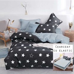 Lenjerie Bumbac Satinat cu ELASTIC, 4 piese #BE154