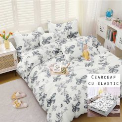Lenjerie Bumbac Satinat cu ELASTIC, 4 piese #BE158