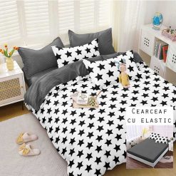 Lenjerie Bumbac Satinat cu ELASTIC, 4 piese #BE161