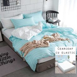 Lenjerie Bumbac Satinat cu ELASTIC, 4 piese #BE165