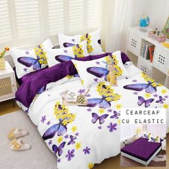 Lenjerie Bumbac Satinat cu ELASTIC, 4 piese #BE173