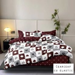 Lenjerie Bumbac Satinat cu ELASTIC, 4 piese #BE180