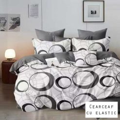 Lenjerie Bumbac Satinat cu ELASTIC, 4 piese #BE183