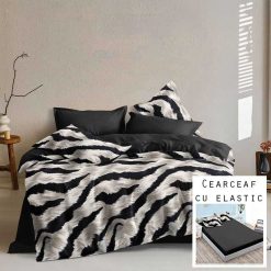 Lenjerie Bumbac Satinat cu ELASTIC, 4 piese #BE188