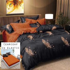 Lenjerie Bumbac Satinat cu ELASTIC, 4 piese #BE137