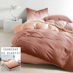 Lenjerie Bumbac Satinat cu ELASTIC, 4 piese #BE126