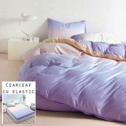 Lenjerie Bumbac Satinat cu ELASTIC, 4 piese #BE128
