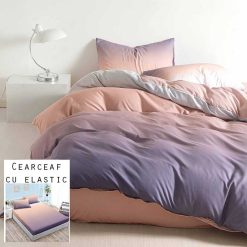 Lenjerie Bumbac Satinat cu ELASTIC, 4 piese #BE129