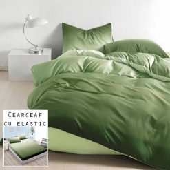 Lenjerie Bumbac Satinat cu ELASTIC, 4 piese #BE130
