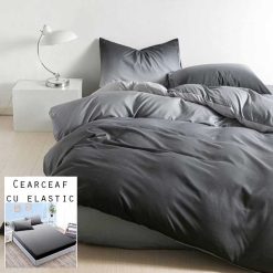 Lenjerie Bumbac Satinat cu ELASTIC, 4 piese #BE132
