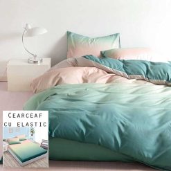 Lenjerie Bumbac Satinat cu ELASTIC, 4 piese #BE133
