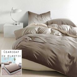Lenjerie Bumbac Satinat cu ELASTIC, 4 piese #BE134