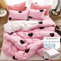 Lenjerie Bumbac Satinat cu ELASTIC, 4 piese #BE171