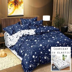 Lenjerie Bumbac Satinat cu ELASTIC, 4 piese #BE53