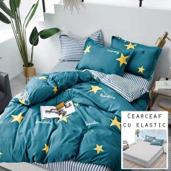 Lenjerie Bumbac Satinat cu ELASTIC, 4 piese #BE56