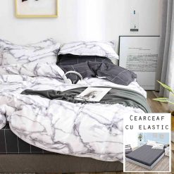 Lenjerie Bumbac Satinat cu ELASTIC, 4 piese #BE58