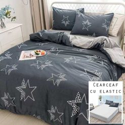 Lenjerie Bumbac Satinat cu ELASTIC, 4 piese #BE59