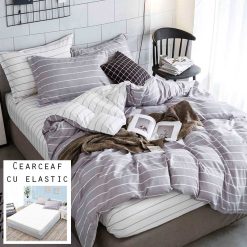 Lenjerie Bumbac Satinat cu ELASTIC, 4 piese #BE61