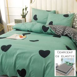Lenjerie Bumbac Satinat cu ELASTIC, 4 piese #BE64