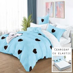 Lenjerie Bumbac Satinat cu ELASTIC, 4 piese #BE66
