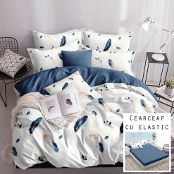 Lenjerie Bumbac Satinat cu ELASTIC, 4 piese #BE67