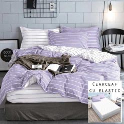 Lenjerie Bumbac Satinat cu ELASTIC, 4 piese #BE68