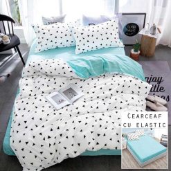 Lenjerie Bumbac Satinat cu ELASTIC, 4 piese #BE70