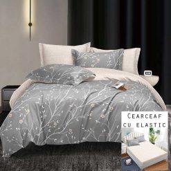 Lenjerie Bumbac Satinat cu ELASTIC, 4 piese #BE75